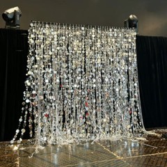 1-4M 10 Strings Round Sequin Background Hanging Silver Wall Party Birthday Decor