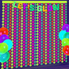 Neon Party Decorations – 2 Pcs Colorful Fluorescent Disco Tinsel Curtains Neon S