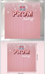 Pink Fabric Prom Party Backdrop Banner w/ assorted pink, white & clear balloons
