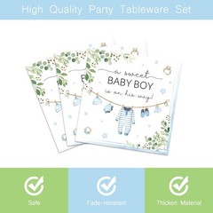 Sweet Boy Themed Baby Shower Disposable Tableware Set (Plates, Napkins, Forks)