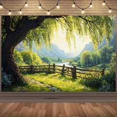 1pc Garden Party Backdrop Banner – Serene Landscape Decoration Outdoor Events ♤
