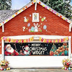 Santa Gift Tree Banner 78.7 x 17.7 Inch Christmas Tree and Presents Scene on …