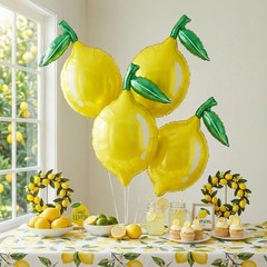 Lemon foil Balloons Summer lemonade with leaves Balloons for Fruit theme birt…