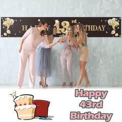 PAKBOOM Happy 43rd Birthday Backdrop Banner Cheers to 43 Years Old 43, Black