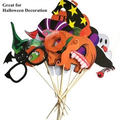 27 PCS Happy Halloween Spooky Trick Or Treat Party Photo Booth Props Decor