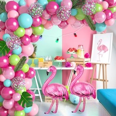 142Pcs Tropical Flamingo Balloons Garland Arch Kit, 40″ Flamingo Balloons Hot…