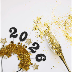 2026 Happy New Year Headband Tiara 2Pcs Gold Silver Glitter Star Party Supplies