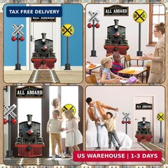 Train Party Decoration Train Theme Door Banner Backdrop Railroad Track Aisle Run