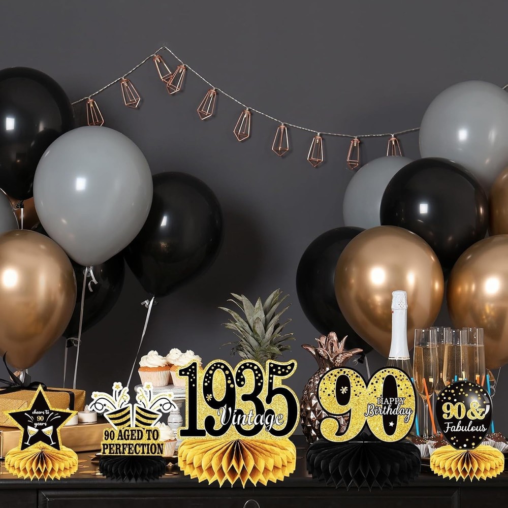 9 Pcs 90th Birthday Decoration for Men Women 90th Birthday Centerpieces for T…