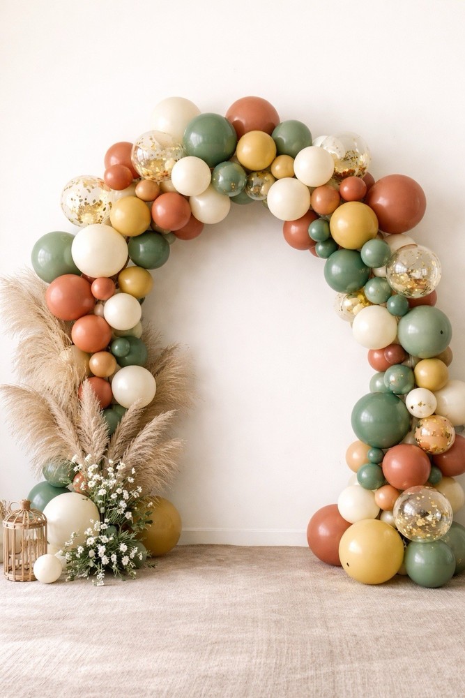 2 pks-Boho Balloon Garland Kit, Terracotta,Cream,Green,Gold-ARCH BABY,WEDDING