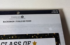 Class of 2026 Grad. 5 Ft Backdrop Black, Gold, Silver & White Celebrate It New