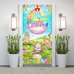 Happy Easter Door Cover Spring Easter Bunny Door Cover Egg Easter Door Banner Pa