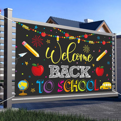 Welcome Back to School Banner Party Decorations Backdrop Black First Day of Scho