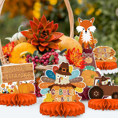 9PCS Premium Fall & Thanksgiving Party Decorations Set-Autumn Honeycomb Centerpc