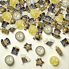Happy New Year Party Decorations 2026 Glitter Confetti Black Gold 100 PCS