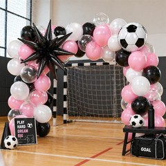 Light Pink and White Soccer Balloons, 12 Inch Pastel Pink and Black Clear Soc…