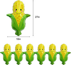 6PCS Corn Balloons Vegetables Corn Foil Mylar Balloons for Baby Shower Corn