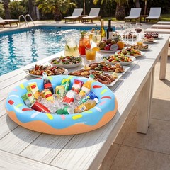 2 Pack Inflatable Ice Serving Bar Cooler Donuts Inflatable Ice Buffet Salad S…