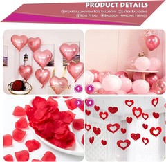 Valentines Day Balloons Kit, 101 Pack Rose Gold Pink Heart Balloons with Rose…