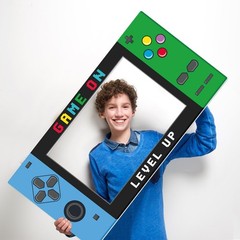 Video Game Photo Props Gaming Party Props Level Up Birthday Decoration Handhe…