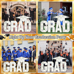 HILAVO Grad Marquee Letters 3FT for 2026 Graduation Decorations, White Large Lig