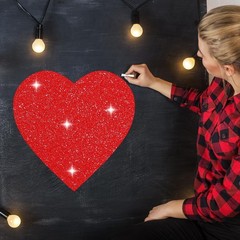 100 PCS 12 Inch Red Glitter Heart Cutouts Paper Cards Valentine’s Day Decor