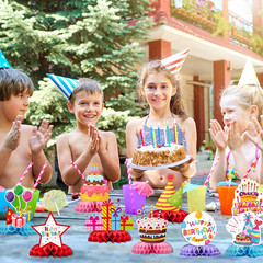 Happy Birthday Decorations 9 Pcs Table Centerpieces,Colorful Birthday Party Supp