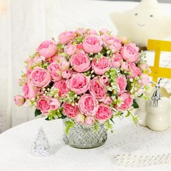 Artificial Flowers Fake Silk Peony Vases Flower Bouquets Home Room Decoration