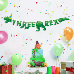 Watercolor Dinosaur Three Rex Banner – Dinosaur 3Rd Birthday Party Decorations f