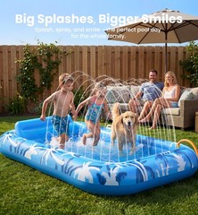 Inflatable Tanning Pool Lounger Float with Sprinkler, X-Large Floats Auto Spray