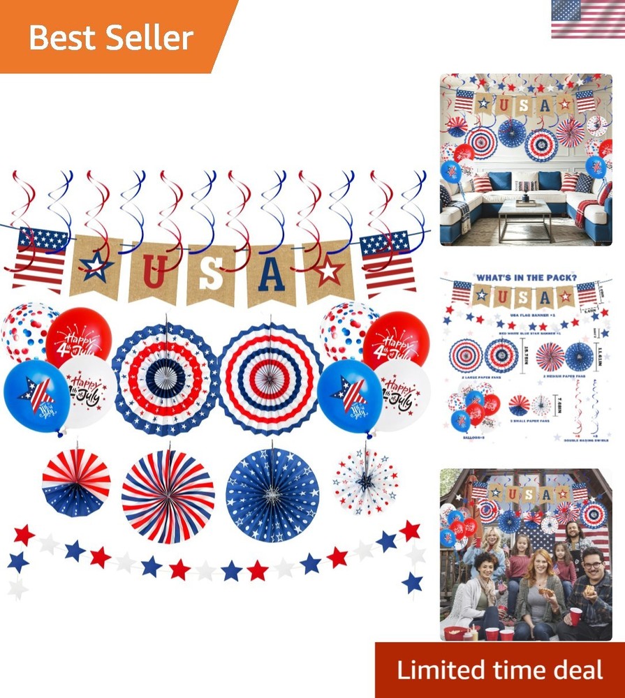 Complete 28 PCS Independence Day Party Supplies for Patriotic Celebrations
