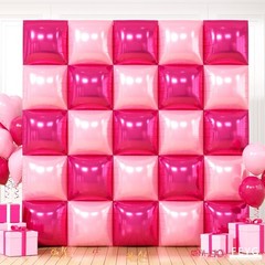 Hot Pink and Rose Double Sided Square Foil Balloons Wall,19 Inches Pink Metal…