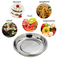 Eagrye 4-Pack Stainless Steel Dinner Plates Dish, Round dinner plate, Silver