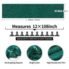 2 Packs 12 x 108 inches Hunter Green Sequin Table Runner, Glitter Hunter Gree…