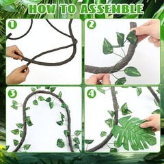 27 Pcs Jungle Vines Decorations – 10ft Artificial Rattans & Palm Leaves for Safa