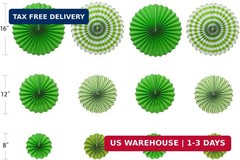 ONUPGO Paper Hanging Ornament – 12PCS Green Fiesta Paper Fans, Vibrant Colors fo