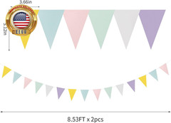 Pastel-Rainbow Party-Decorations Banner,2 Pack Baby Shower Decorations for Girl