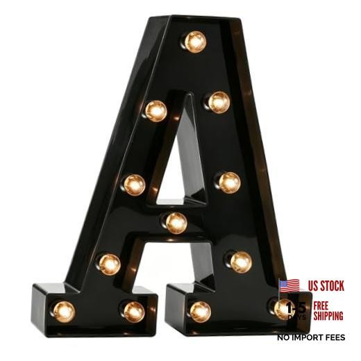 Black Light Up Marquee Letters Black Room Decor | LED Lighted Letters Letter A