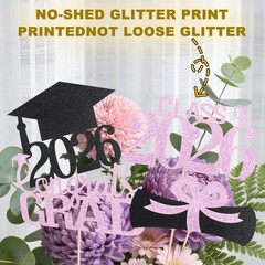 Graduation Decorations 2026, 24 PCS Black and Pink Graduation Centerpieces fo…