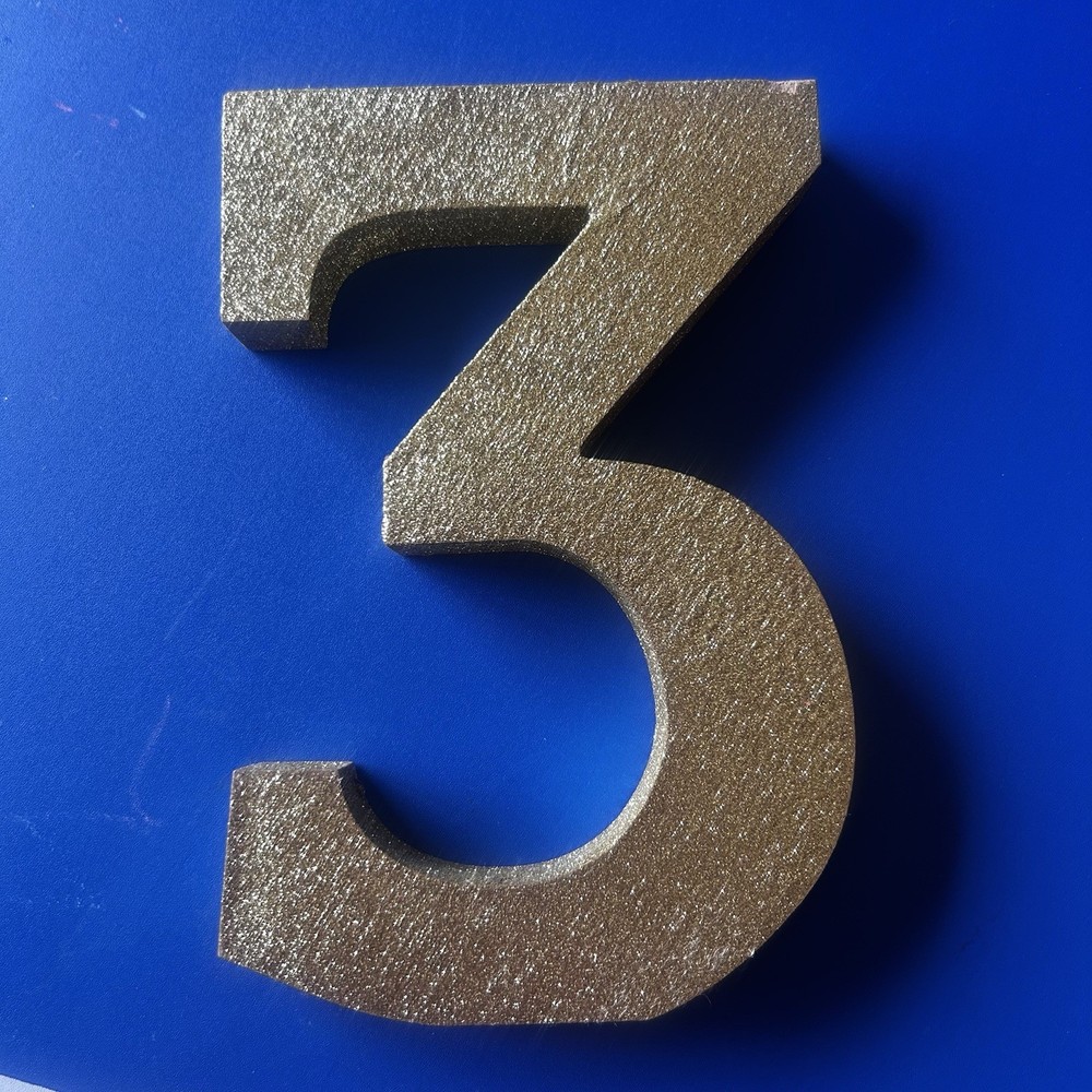 Gold Glitter Number 3 Decor