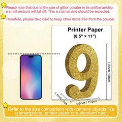 Gold Glitter Number 9 Wooden Table Centerpiece Birthday Party Decor 7.8 Inch