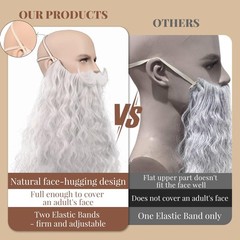 45cm Long Fake Beard Costume for Halloween, Wizard Cosplay Realistic Fake Mus…