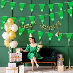 4-Pack 10m/32.8FT Triangle Pennant Banner Flag Metallic Fabric Bunting Party …