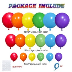 Rainbow Balloon Arch Kit 111Pcs 18 12 5 Inch Latex Colorful Party Balloons Ga…