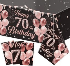 3 Pack 70Th Birthday Decorations for Women – Happy 70Th Birthday Tablecloth, Bla