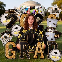 Congrats Grad Decorations, 9 PCS Graduation Balloons Picture Frame Certificat…