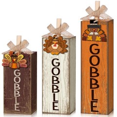 3 Pcs Fall Table Decor Thanksgiving Centerpiece Wood Autumn Block Sign Harvest