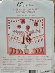 Rose Gold Celebration Kit: 16th birthday party decoration – 41-Piece