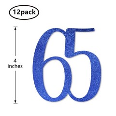 Blue Glitter 65 CutOut Numbers 65th Birthday Party Anniversary DIY Decor
