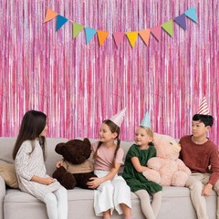 2 Piece Glitter Pink Tinsel Backdrop for Weddings and Celebrations – 3.28 FT